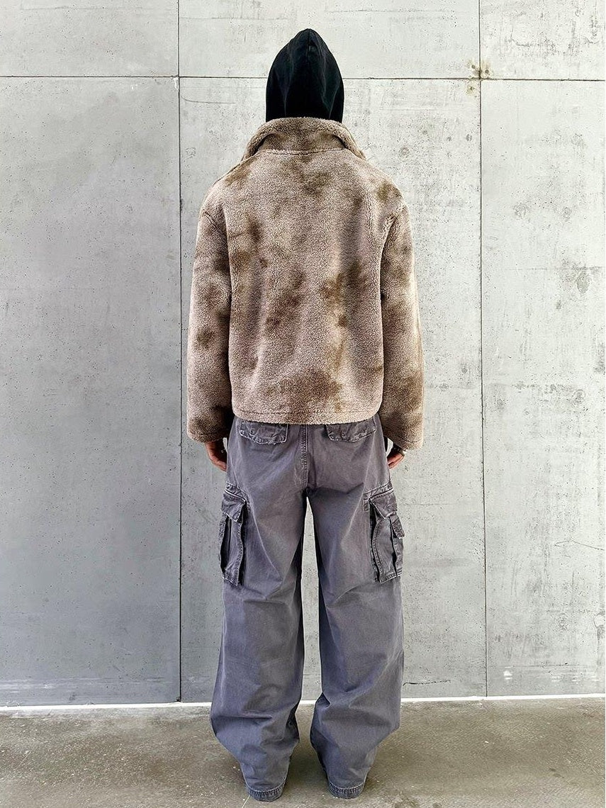 VLABMADE Breathable Distressed Loose Straight Leg Natural Waist Casual Wide Cargo Pants