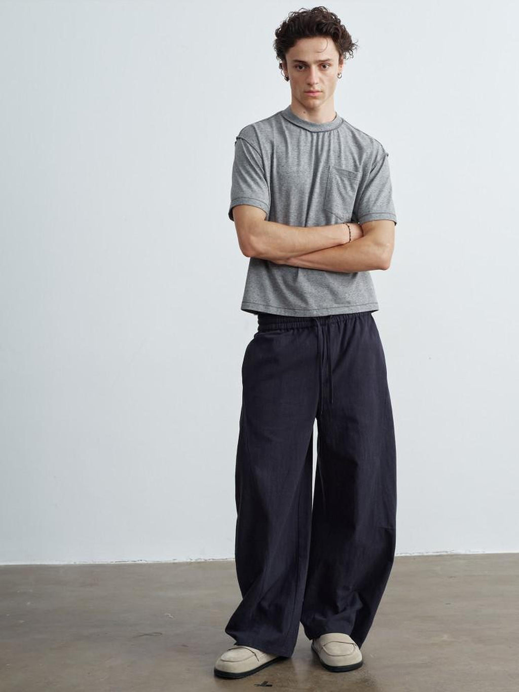 VLABMADE Breathable Linen Blend Relaxed Wideleg Tie Waist Straight-Leg Casual Trousers