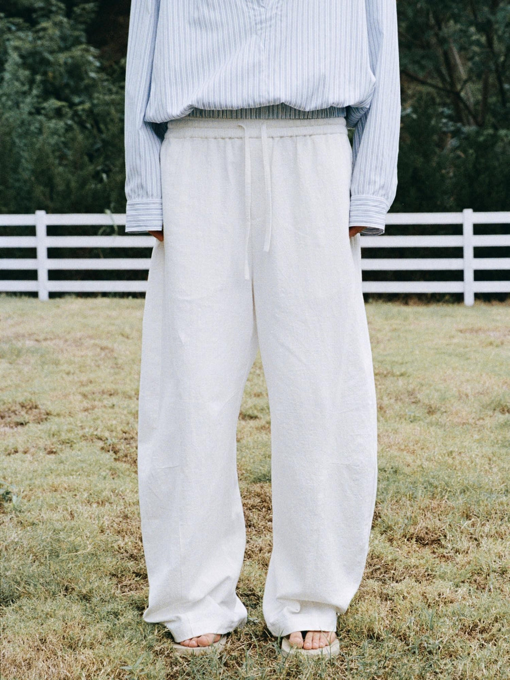 VLABMADE Breathable Linen Blend Relaxed Wideleg Tie Waist Straight-Leg Casual Trousers
