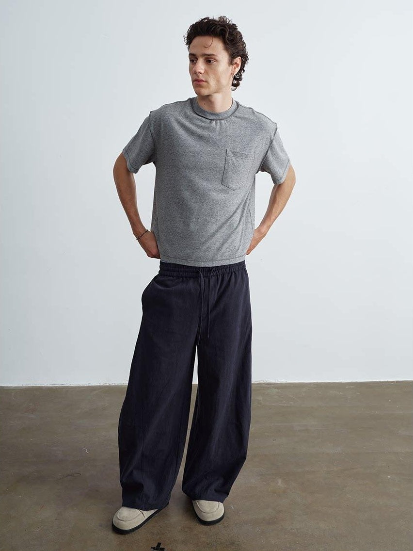 VLABMADE Breathable Linen Blend Relaxed Wideleg Tie Waist Straight-Leg Casual Trousers