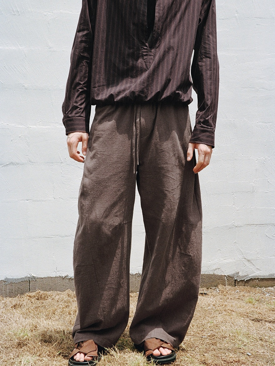 VLABMADE Breathable Linen Cotton Loose Fit Patchwork Unisex Barrel-Leg Casual Trousers