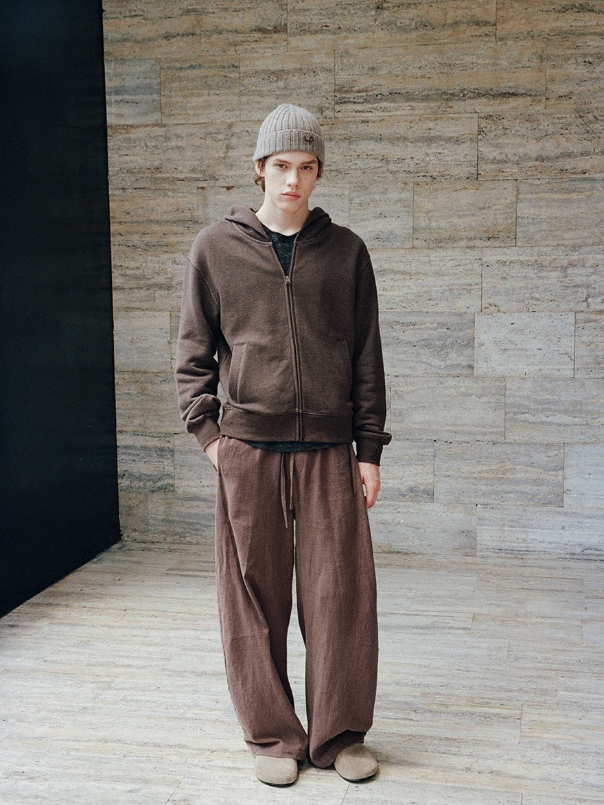 VLABMADE Breathable Linen Cotton Loose Fit Patchwork Unisex Barrel-Leg Casual Trousers
