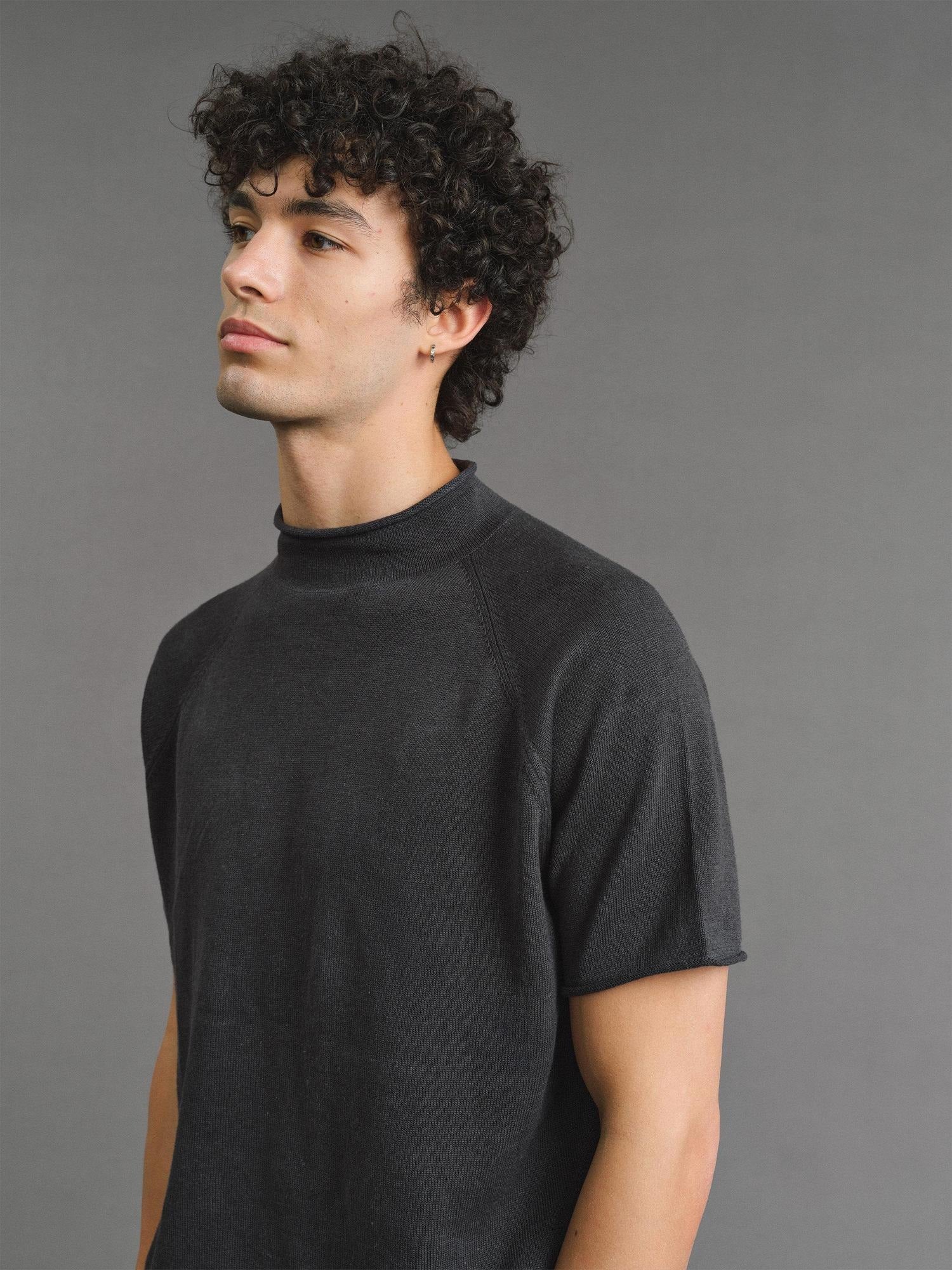 VLABMADE Breathable Linen Cotton Loose Ribbed Raglan Unisex Solid Short Sleeve T-Shirts