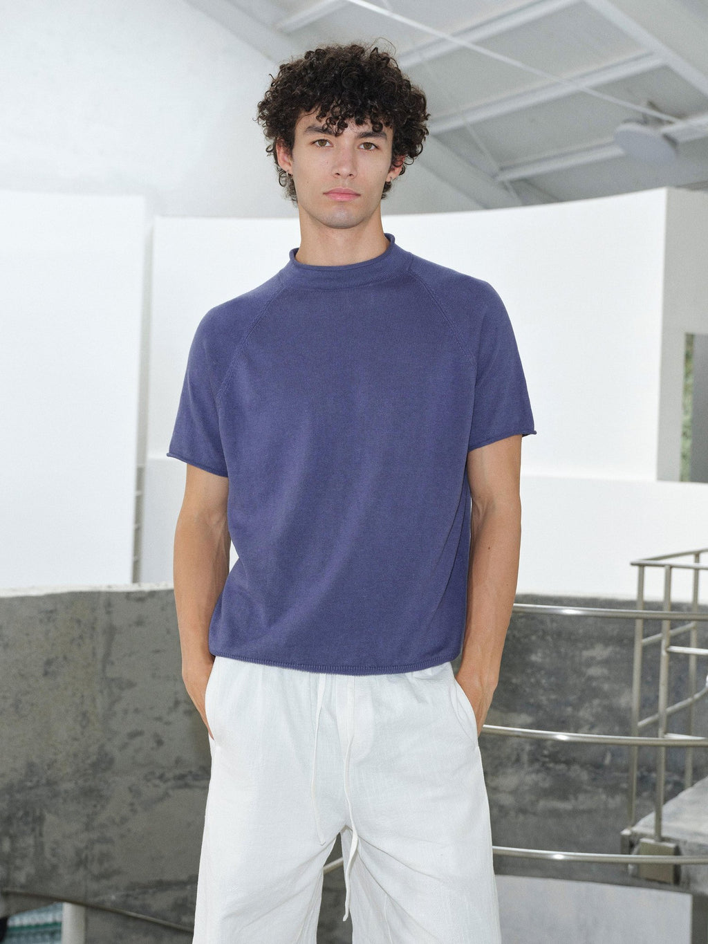 VLABMADE Breathable Linen Cotton Loose Ribbed Raglan Unisex Solid Short Sleeve T-Shirts