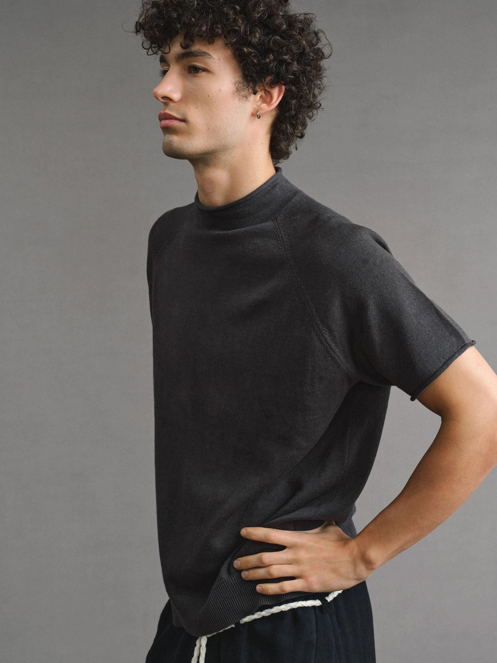 VLABMADE Breathable Linen Cotton Loose Ribbed Raglan Unisex Solid Short Sleeve T-Shirts