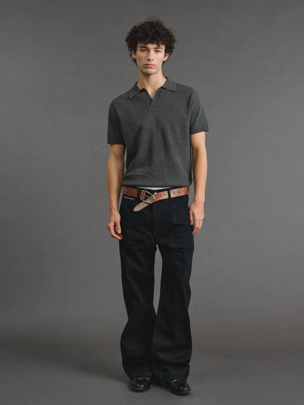 VLABMADE Breathable Linen Mix Seagull Neck Regular Unisex Solid Short Sleeve Polo Shirts