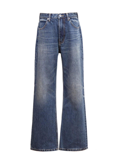 VLABMADE Breathable Micro Stretch Mid Rise Five Pocket Dark Blue Flared Jeans