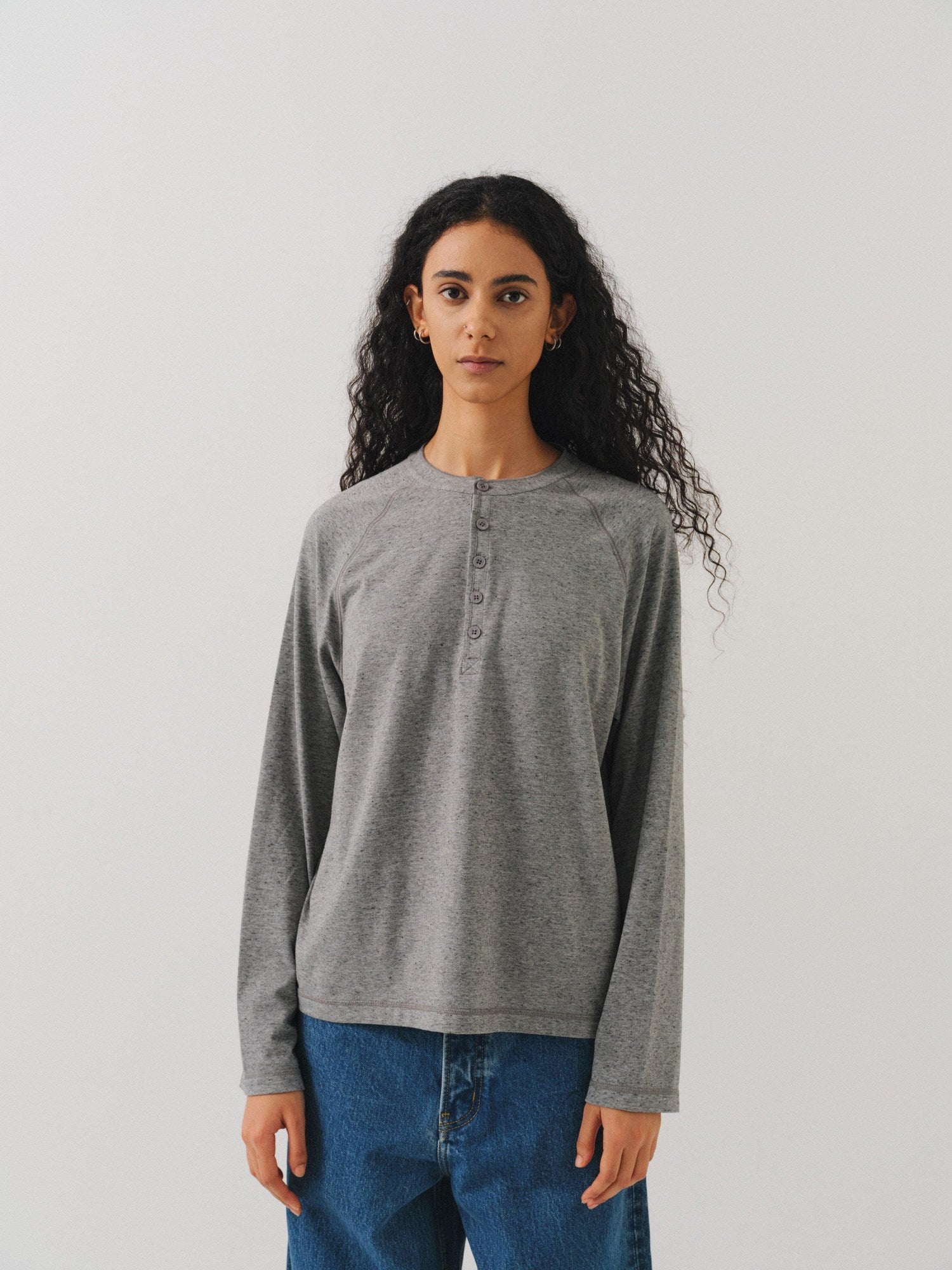 VLABMADE Breathable Midweight Henley Raglan Unisex Cotton Blend Long Sleeve T-Shirts