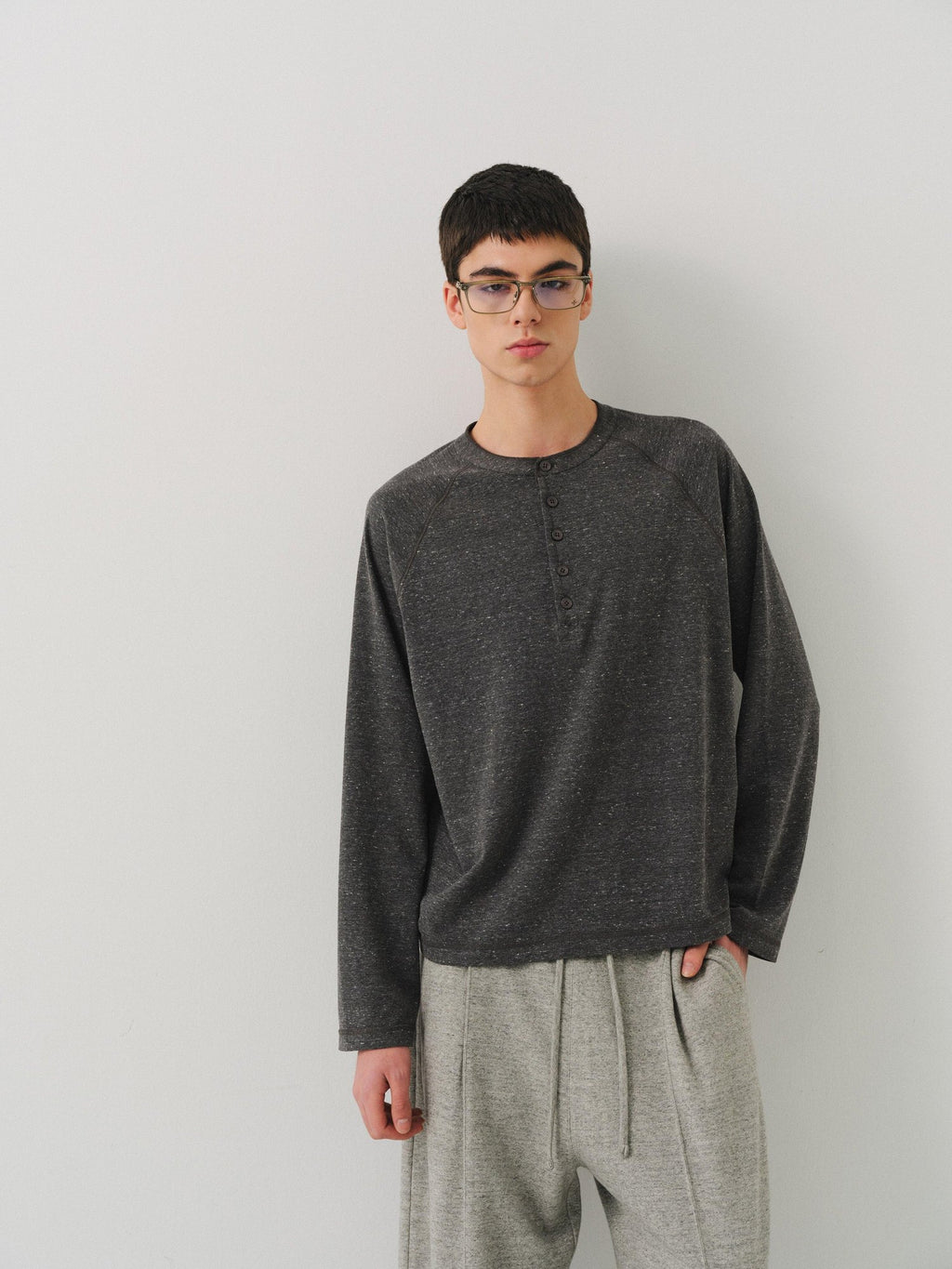 VLABMADE Breathable Midweight Henley Raglan Unisex Cotton Blend Long Sleeve T-Shirts