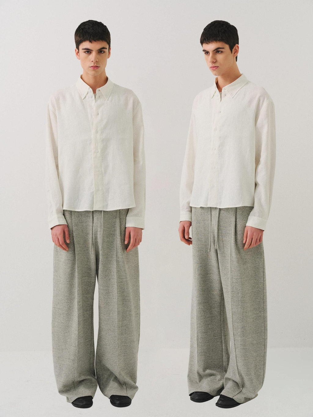 VLABMADE Breathable Ultralight Linen Button Loose Cropped Men Long Sleeve Shirts