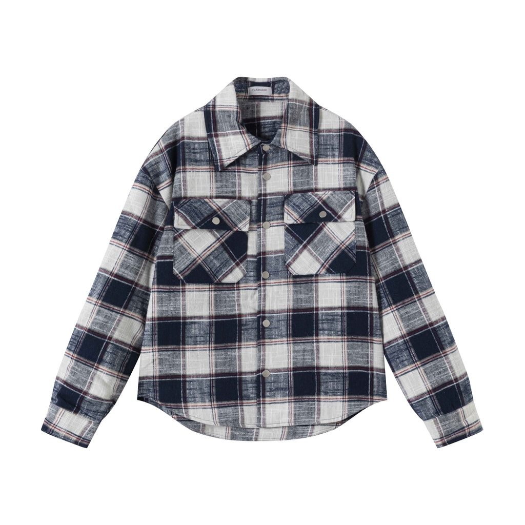 VLABMADE_Brushed_Cotton_Blend_Loose_Fit_Patch_Pocket_Button_Unisex_Checked_Overshirts_MISSTT