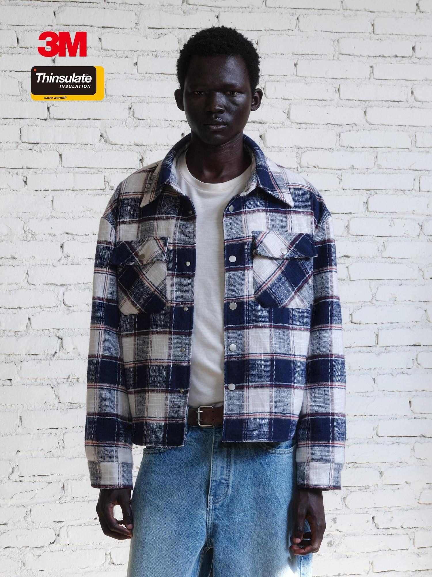 VLABMADE Brushed Cotton Blend Loose Fit Patch Pocket Button Unisex Checked Overshirts