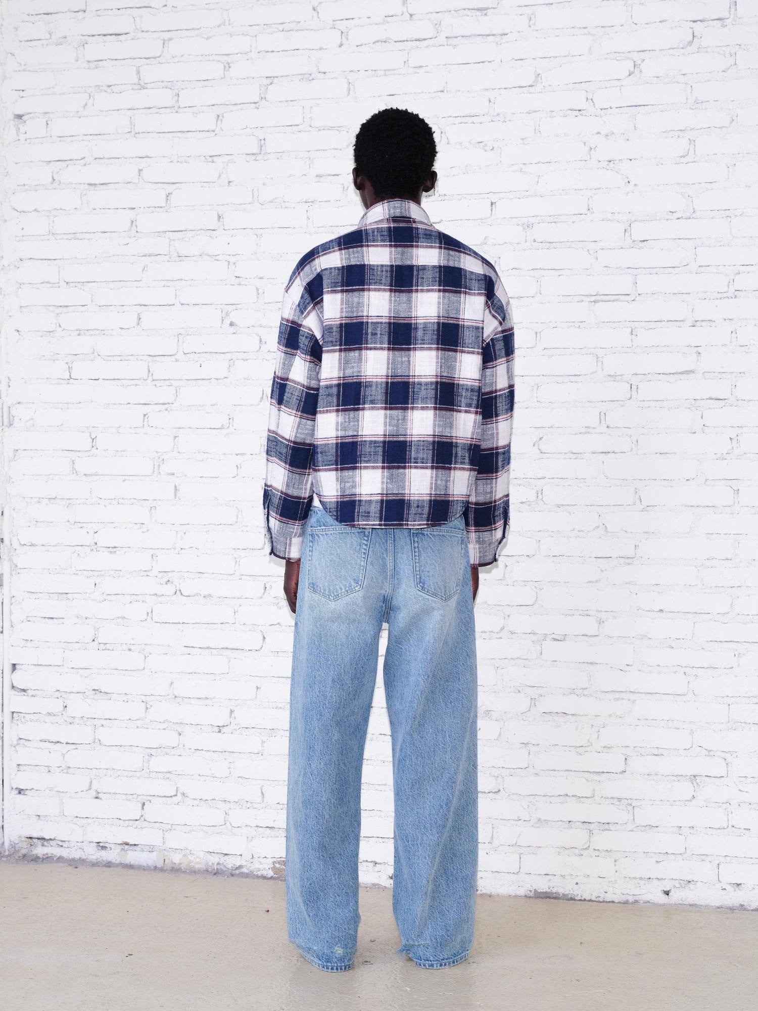 VLABMADE Brushed Cotton Blend Loose Fit Patch Pocket Button Unisex Checked Overshirts