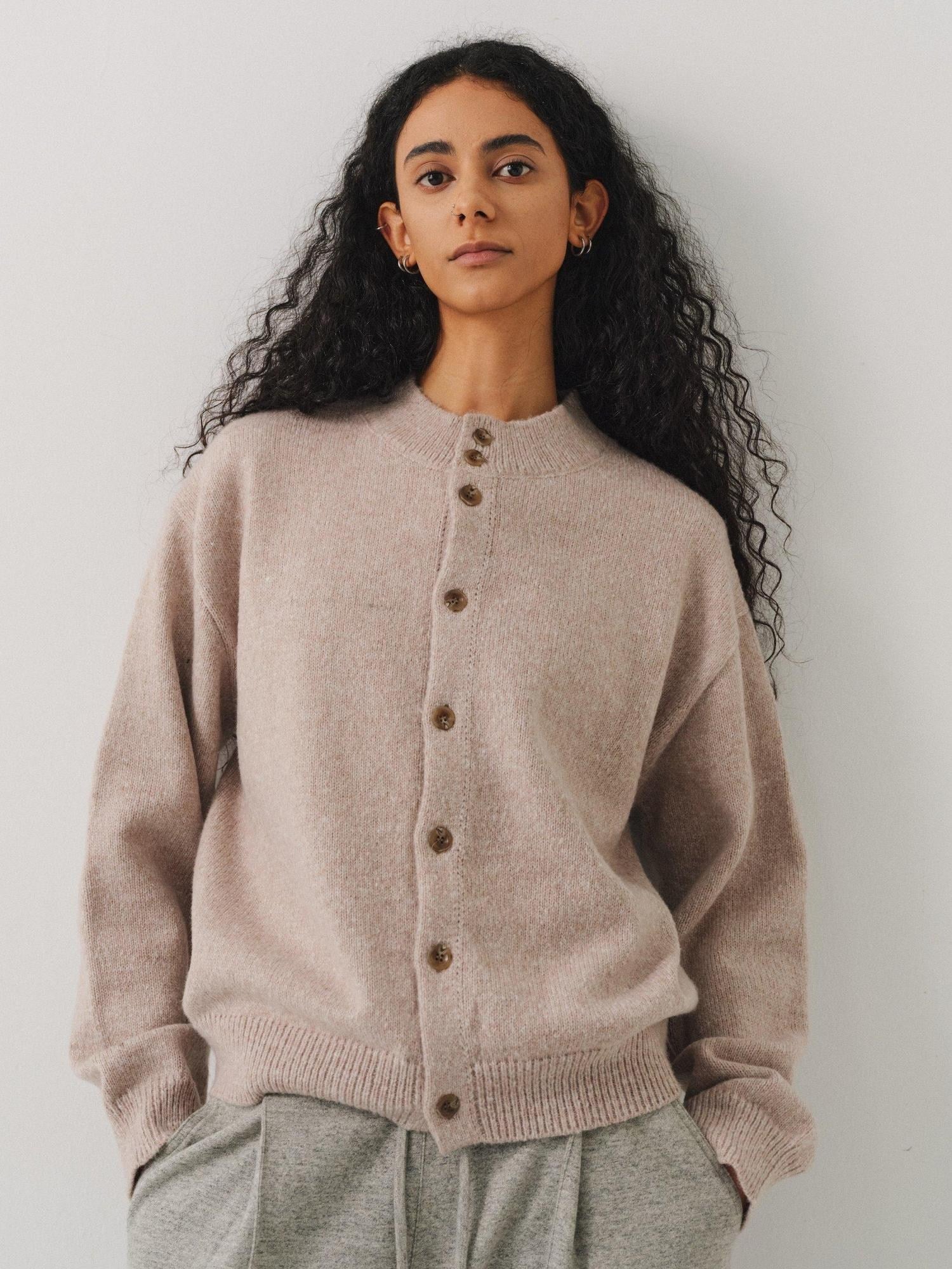 VLABMADE Cozy Warm Relaxed Fit Short Multi Button Marled Floral Unisex Knit Cardigans