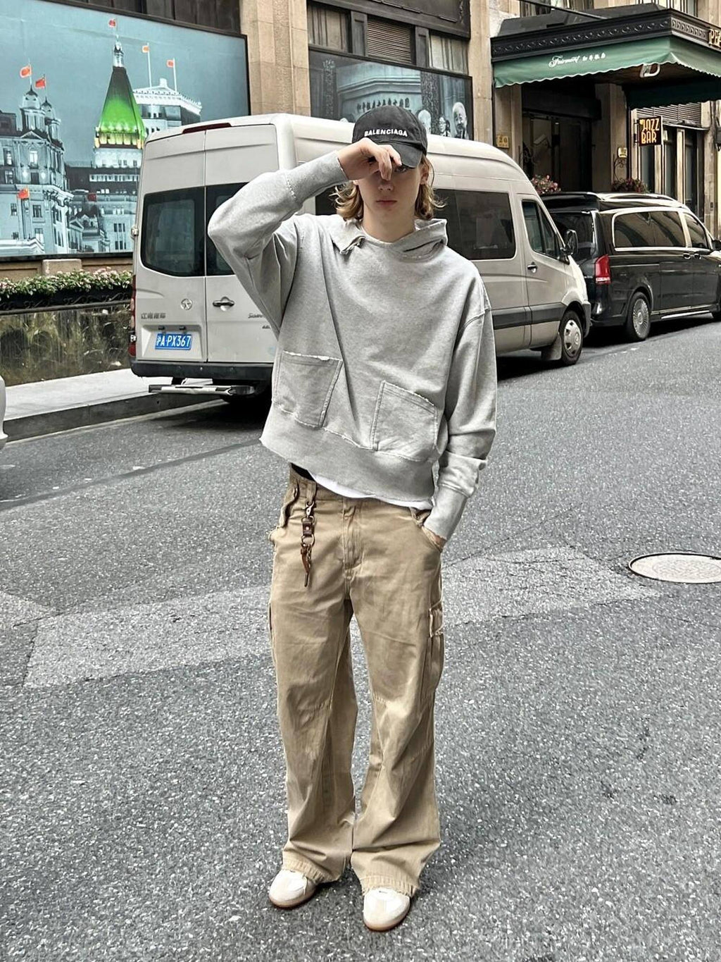 VLABMADE Distressed Cotton Loose Straight Leg Pockets 3D Cut Youth Classic Cargo Pants