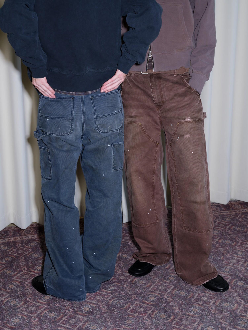VLABMADE Distressed Patchwork Cotton Relaxed Straight Unisex Wide Cargo Pants