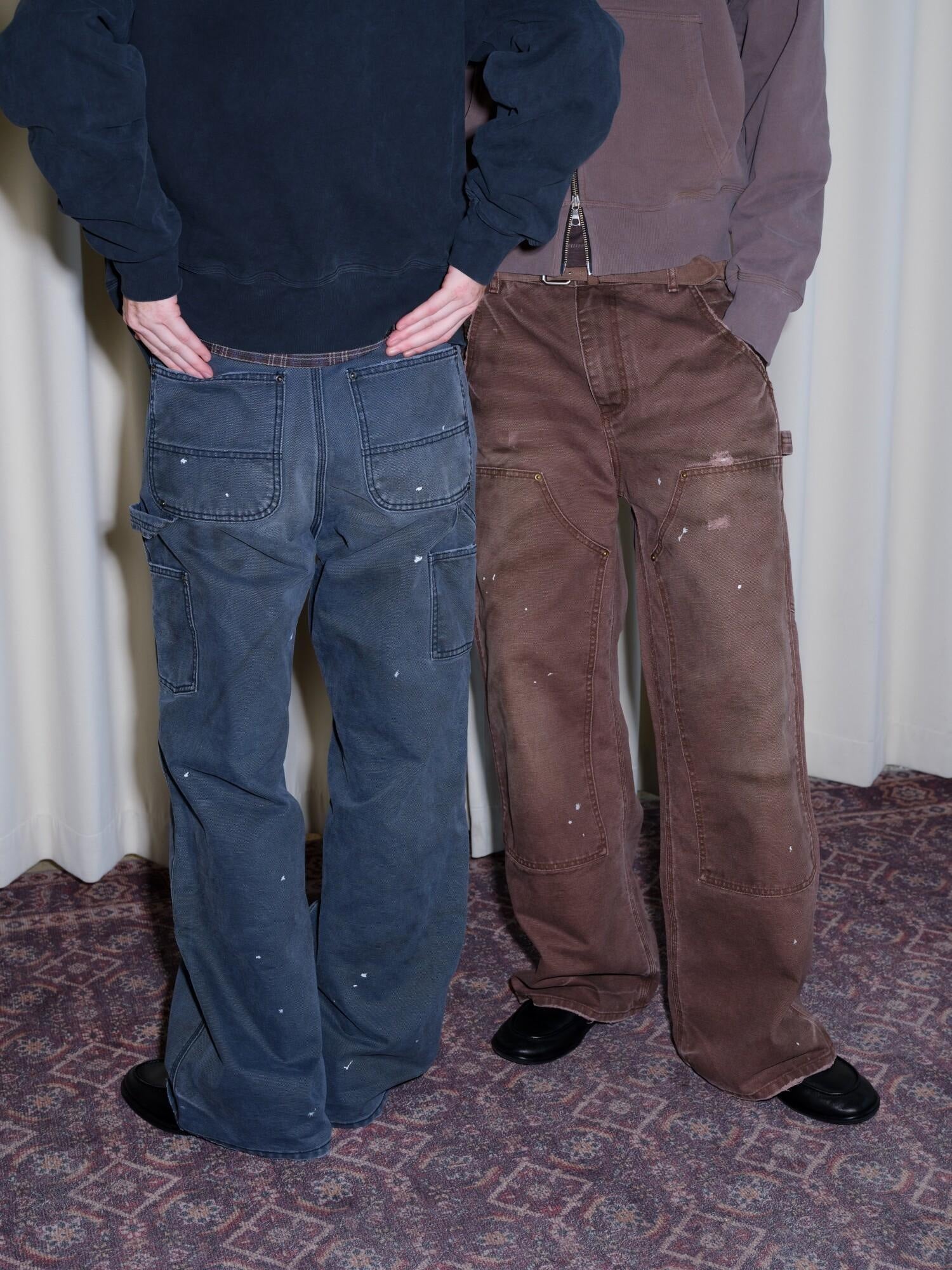 VLABMADE Distressed Patchwork Cotton Relaxed Straight Unisex Wide Cargo Pants