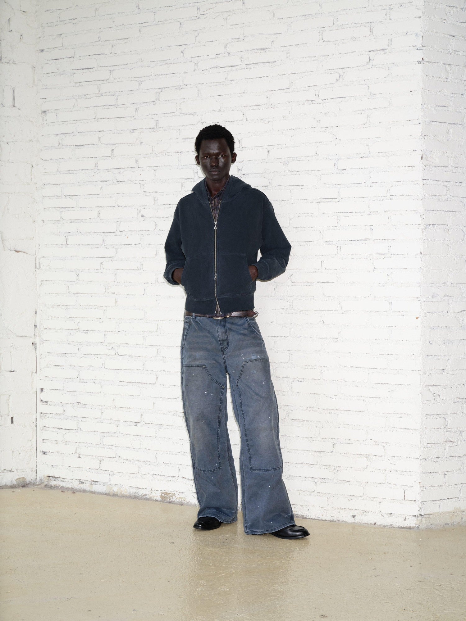 VLABMADE Distressed Patchwork Cotton Relaxed Straight Unisex Wide Cargo Pants