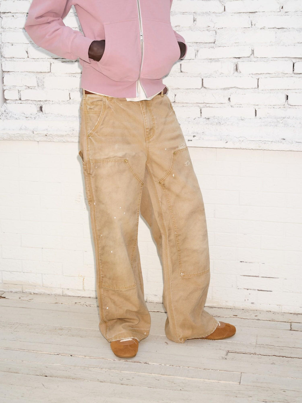 VLABMADE Distressed Patchwork Cotton Relaxed Straight Unisex Wide Cargo Pants