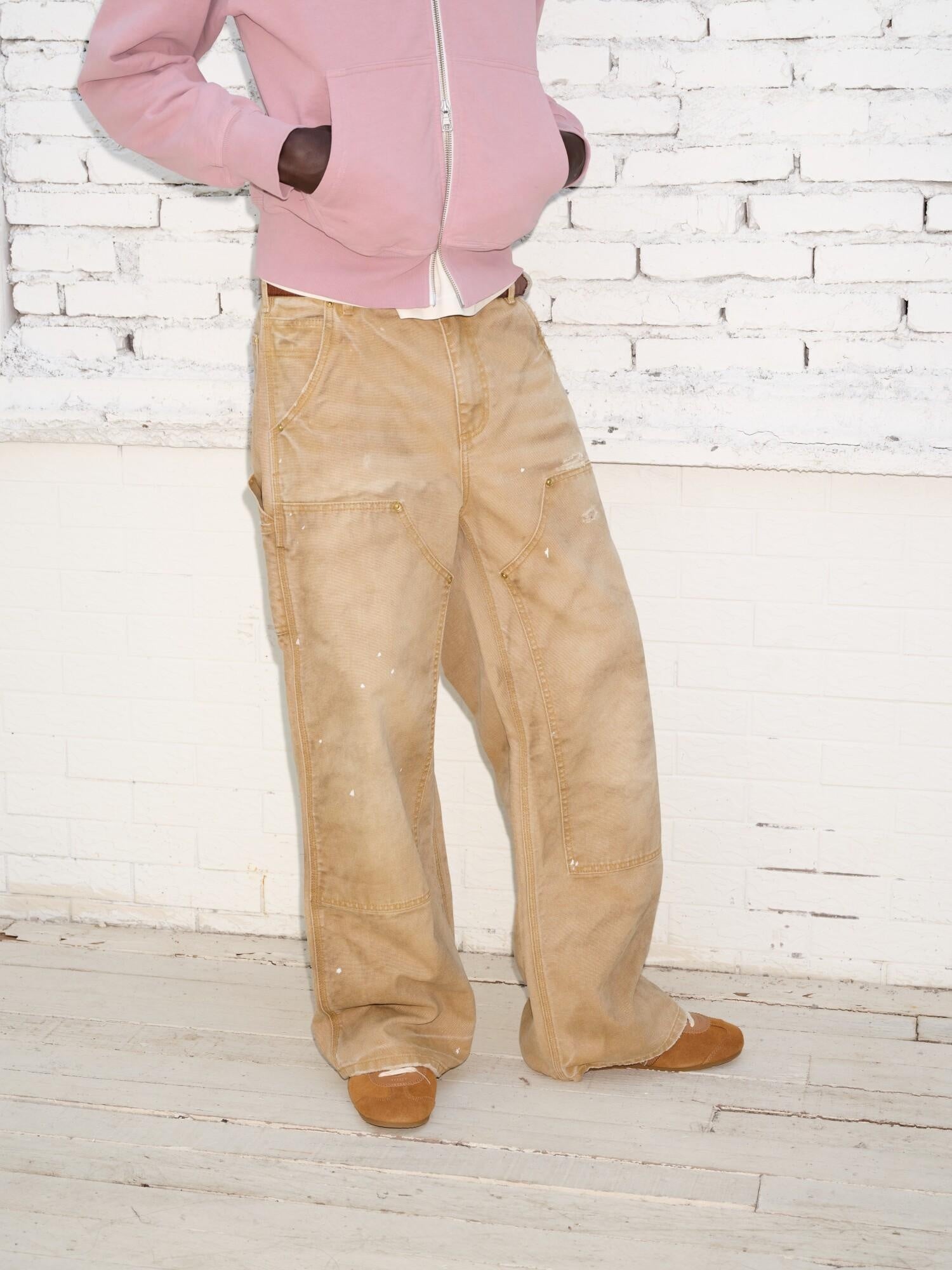 VLABMADE Distressed Patchwork Cotton Relaxed Straight Unisex Wide Cargo Pants