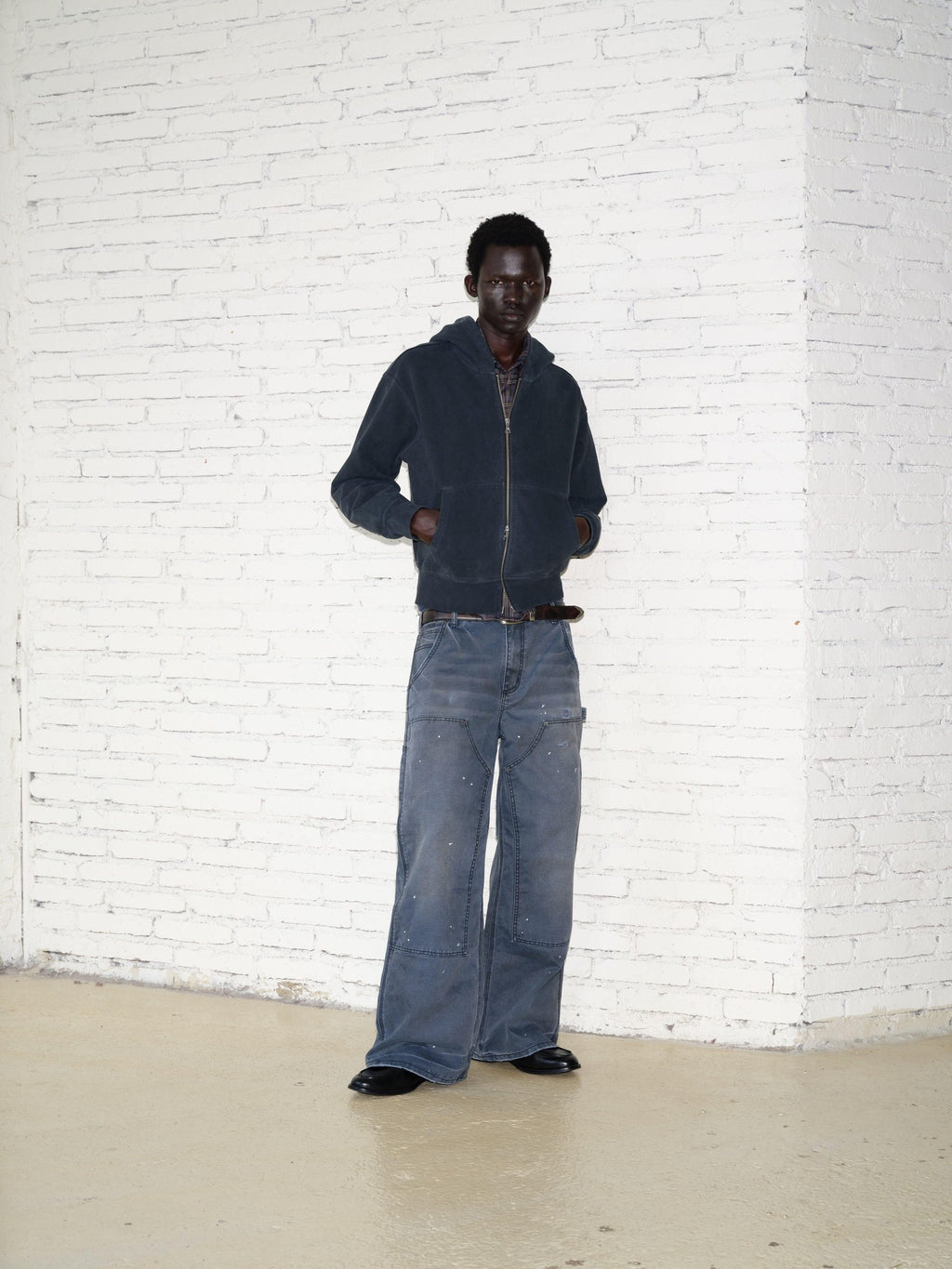 VLABMADE Distressed Patchwork Cotton Relaxed Straight Unisex Wide Cargo Pants