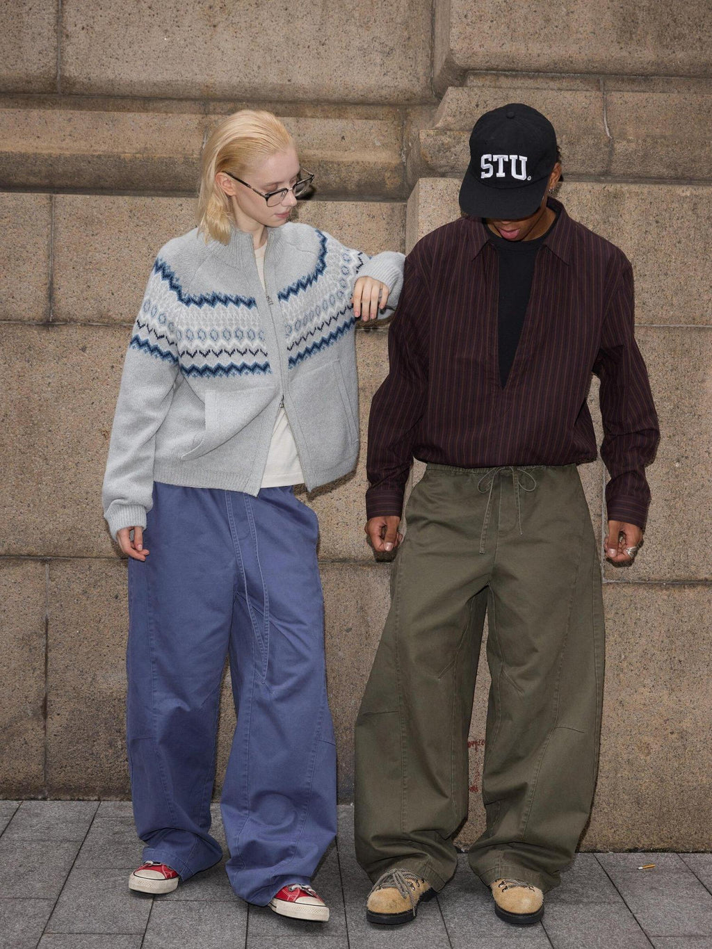 VLABMADE Distressed Patchwork Loose Fit Streetwear Unisex Cotton Durable Wide Cargo Pants
