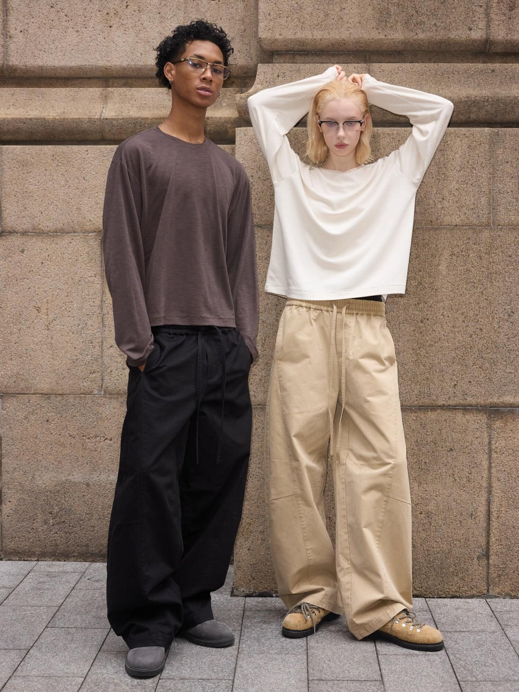 VLABMADE Distressed Patchwork Loose Fit Streetwear Unisex Cotton Durable Wide Cargo Pants