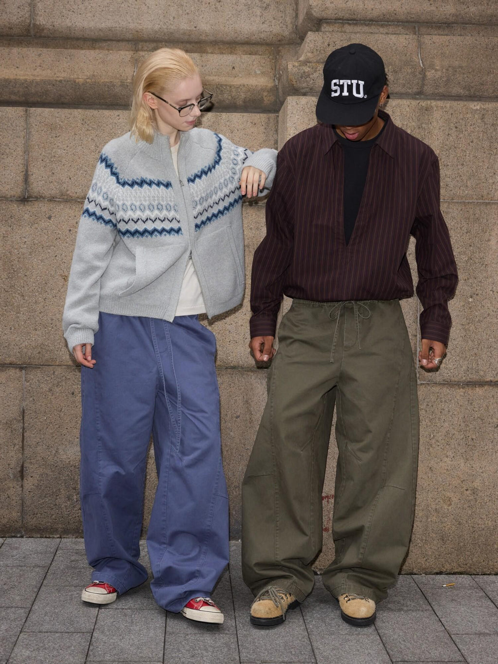 VLABMADE Distressed Patchwork Loose Fit Streetwear Unisex Cotton Durable Wide Cargo Pants