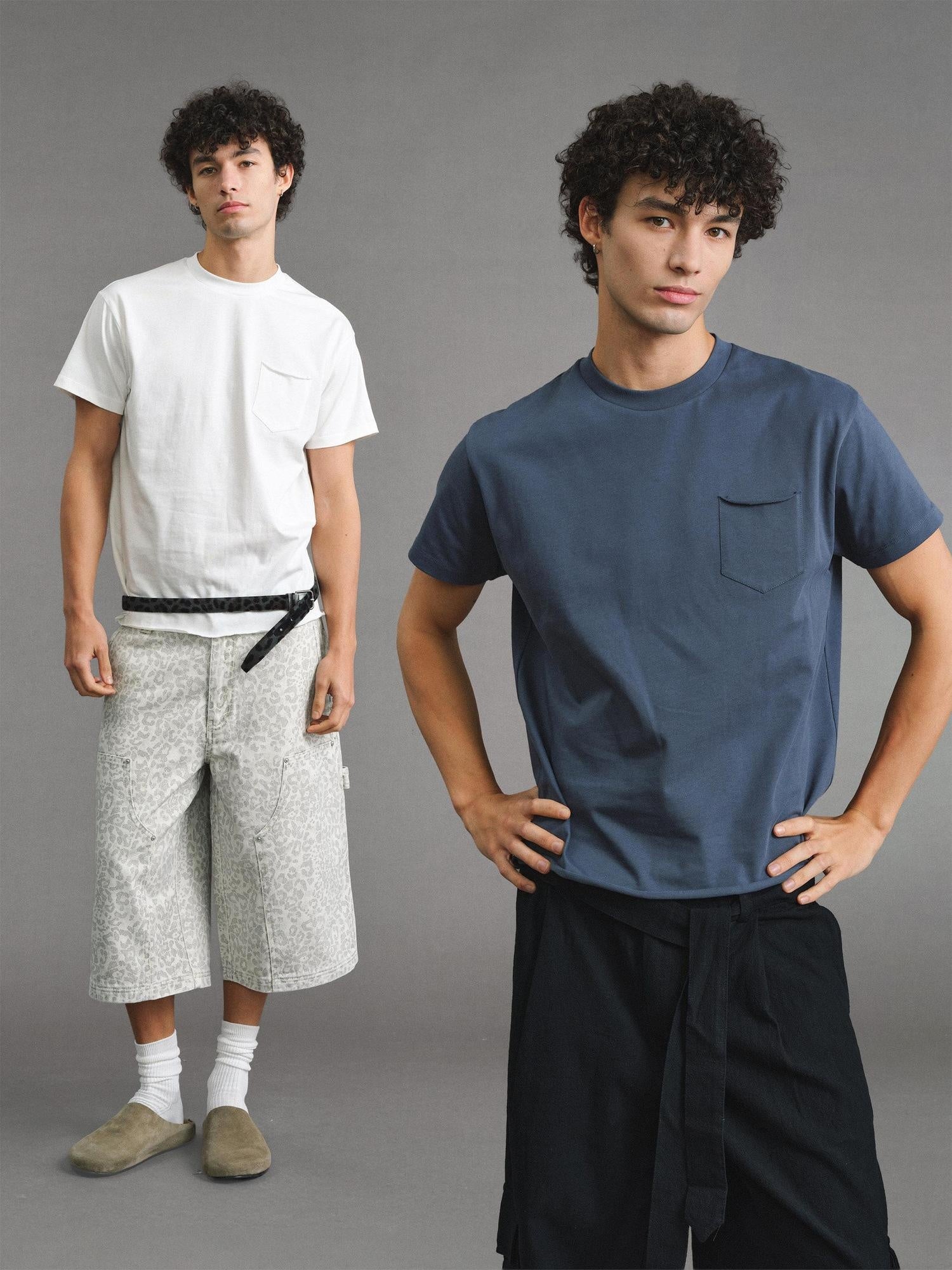 VLABMADE Heavy 100% Cotton Pocket Slim Fit Vintage Unisex Short Sleeve T-Shirts