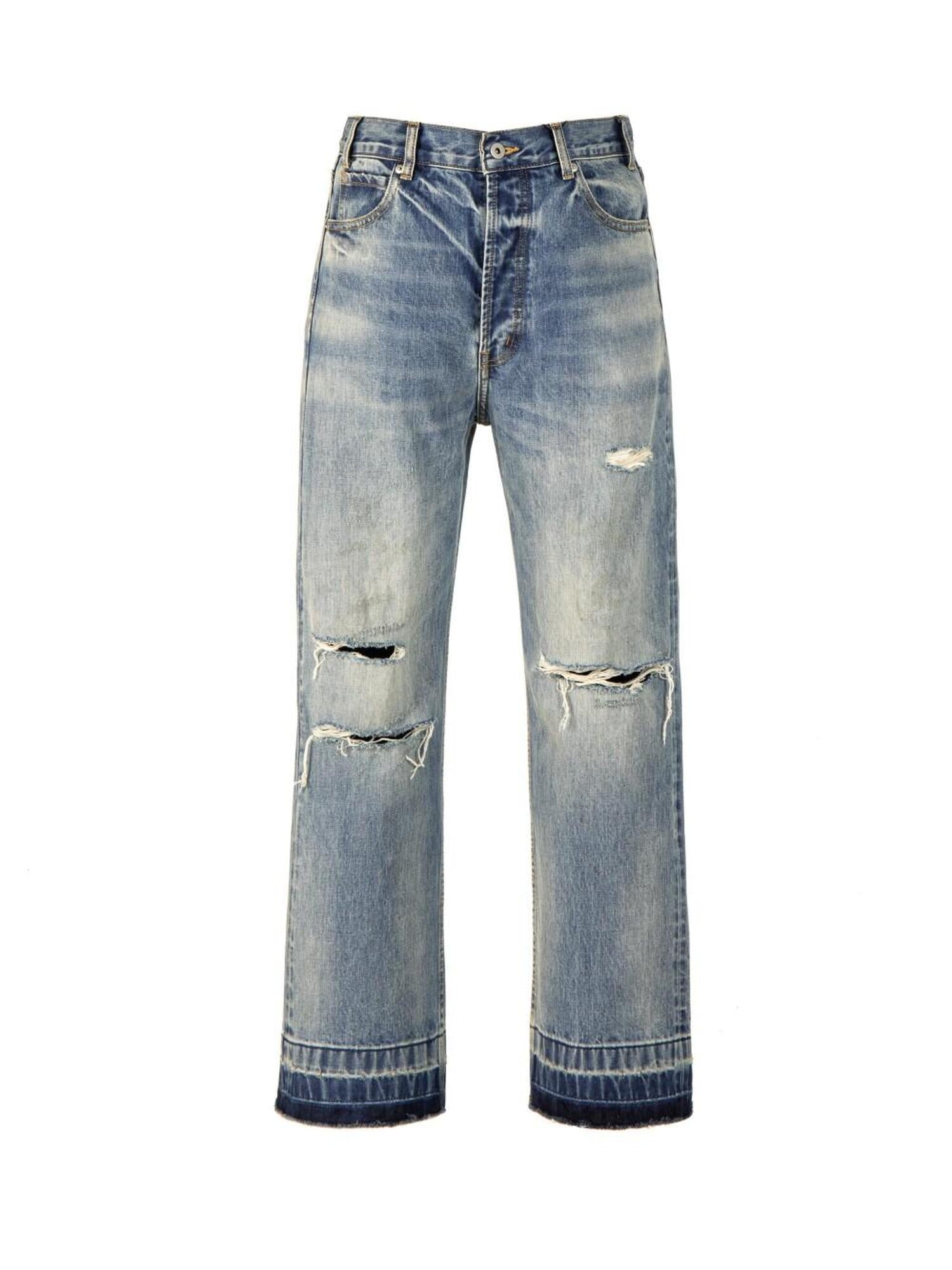 VLABMADE Light Wash Selvedge Mid Rise Five Pocket Loose Denim Straight-Leg Jeans
