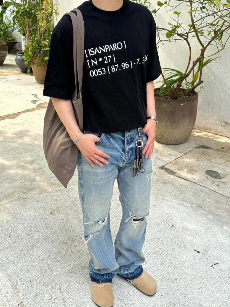 VLABMADE Light Wash Selvedge Mid Rise Five Pocket Loose Denim Straight-Leg Jeans