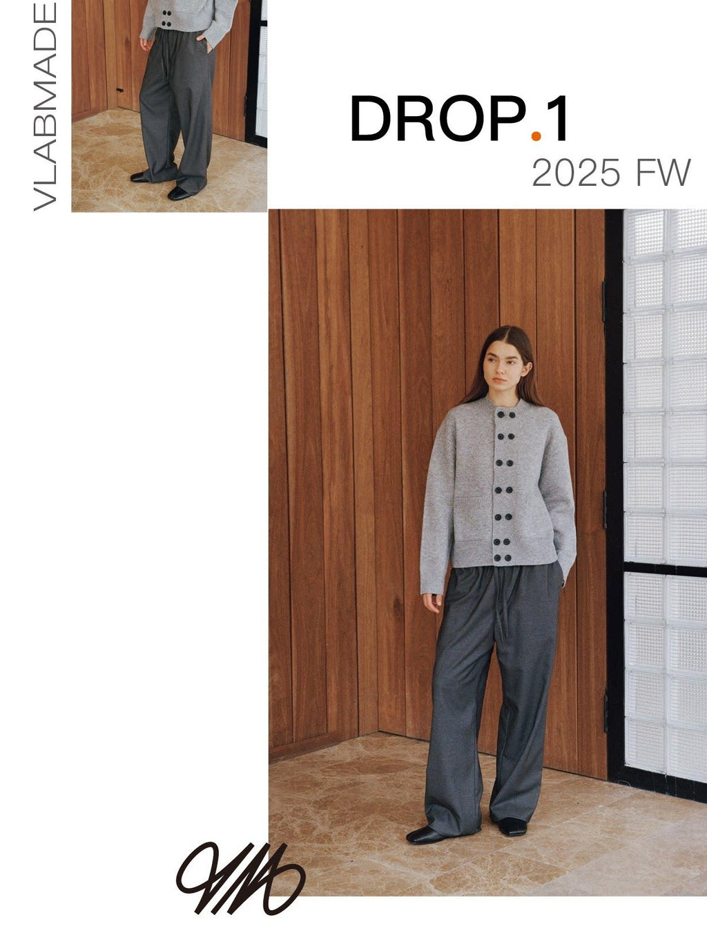 VLABMADE Mercerized Wool Blend Loose Straight Shape Retaining Drawstring Casual Trousers