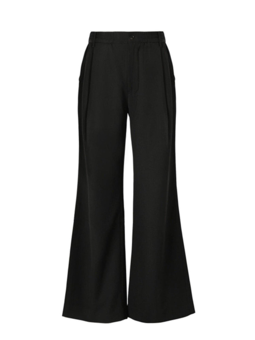 VLABMADE Non Iron High Waist Wide Leg Flare Pocket Casual Polyester Pleated Trousers