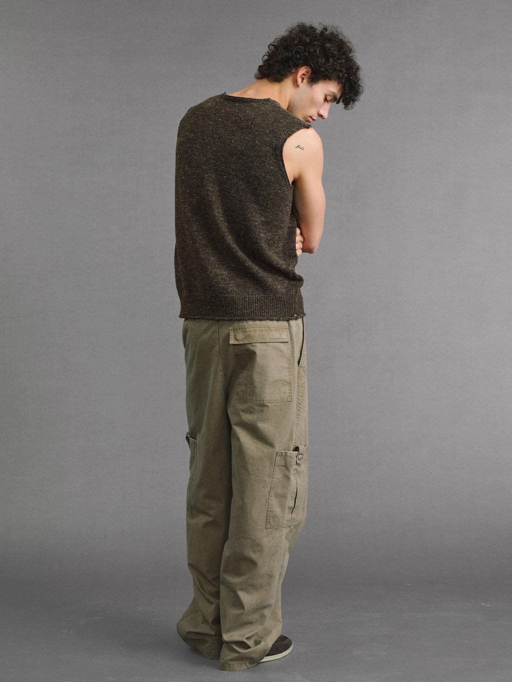 VLABMADE Pure Cotton Distressed Loose Unisex Sand Utility Wide Cargo Pants