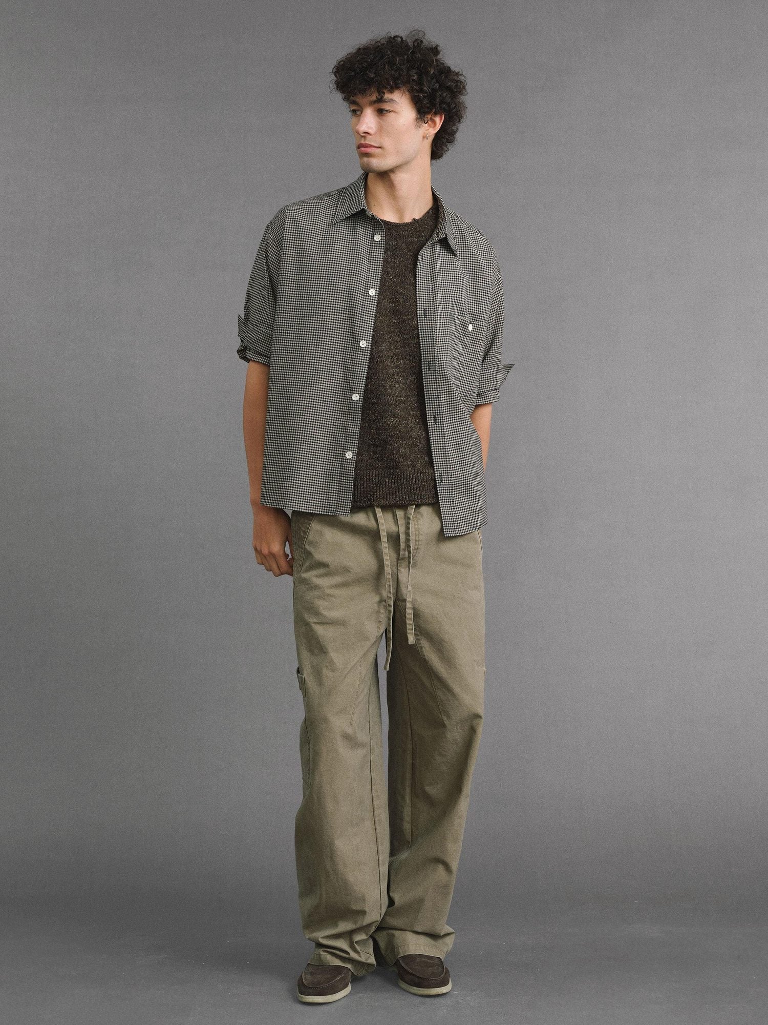 VLABMADE Pure Cotton Distressed Loose Unisex Sand Utility Wide Cargo Pants