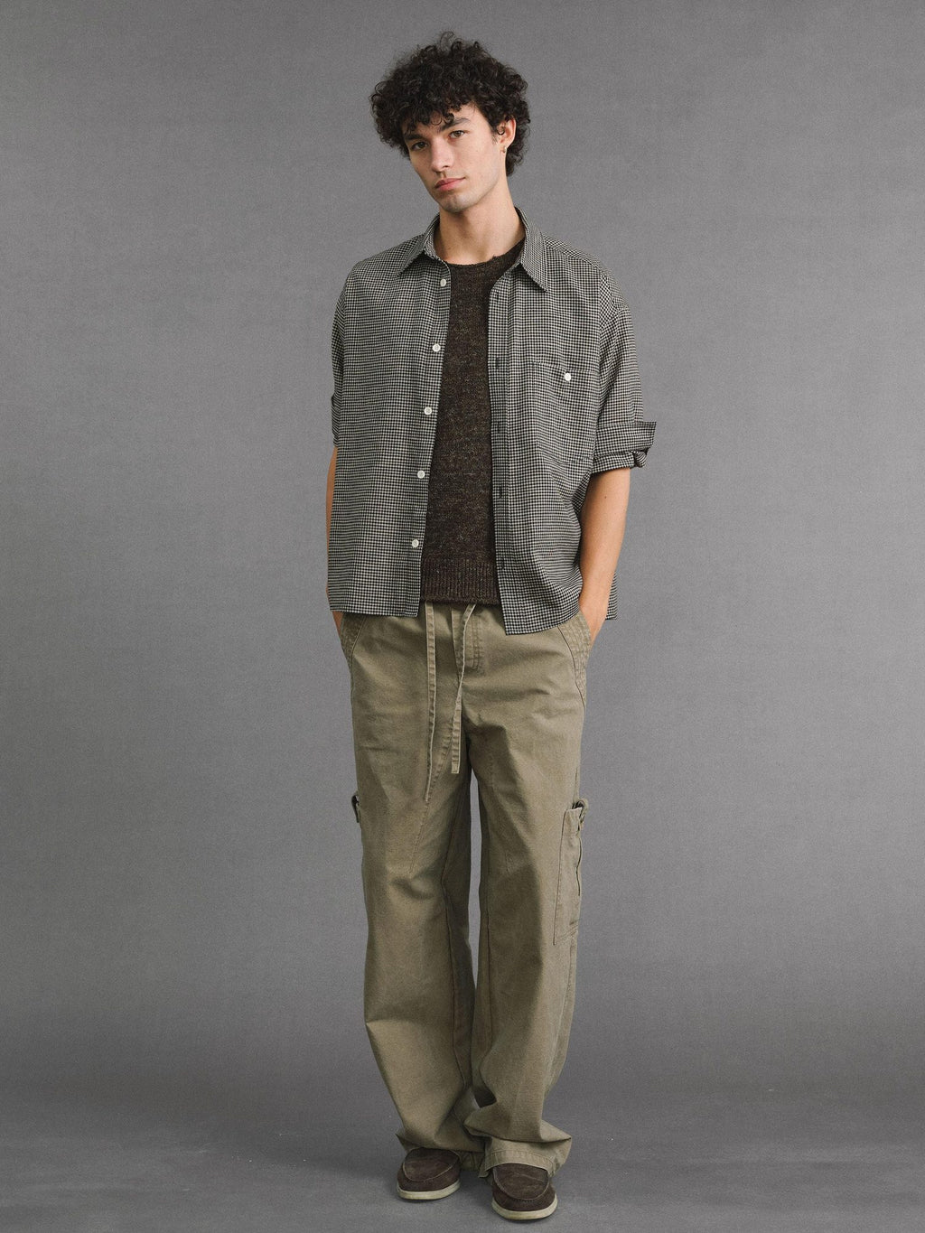 VLABMADE Pure Cotton Distressed Loose Unisex Sand Utility Wide Cargo Pants