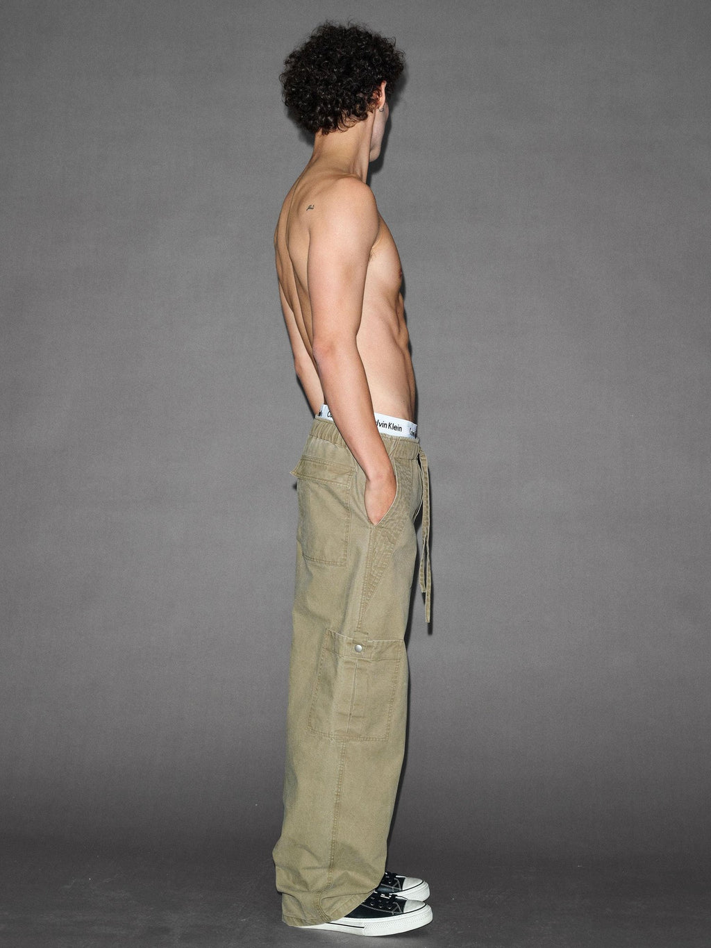 VLABMADE Pure Cotton Distressed Loose Unisex Sand Utility Wide Cargo Pants