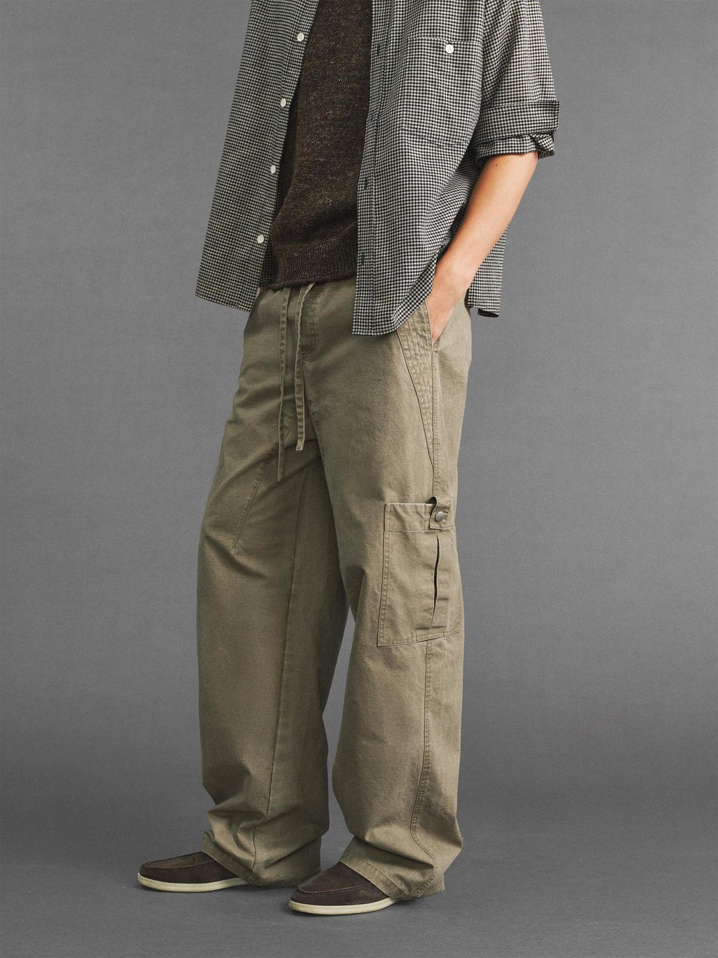 VLABMADE Pure Cotton Distressed Loose Unisex Sand Utility Wide Cargo Pants