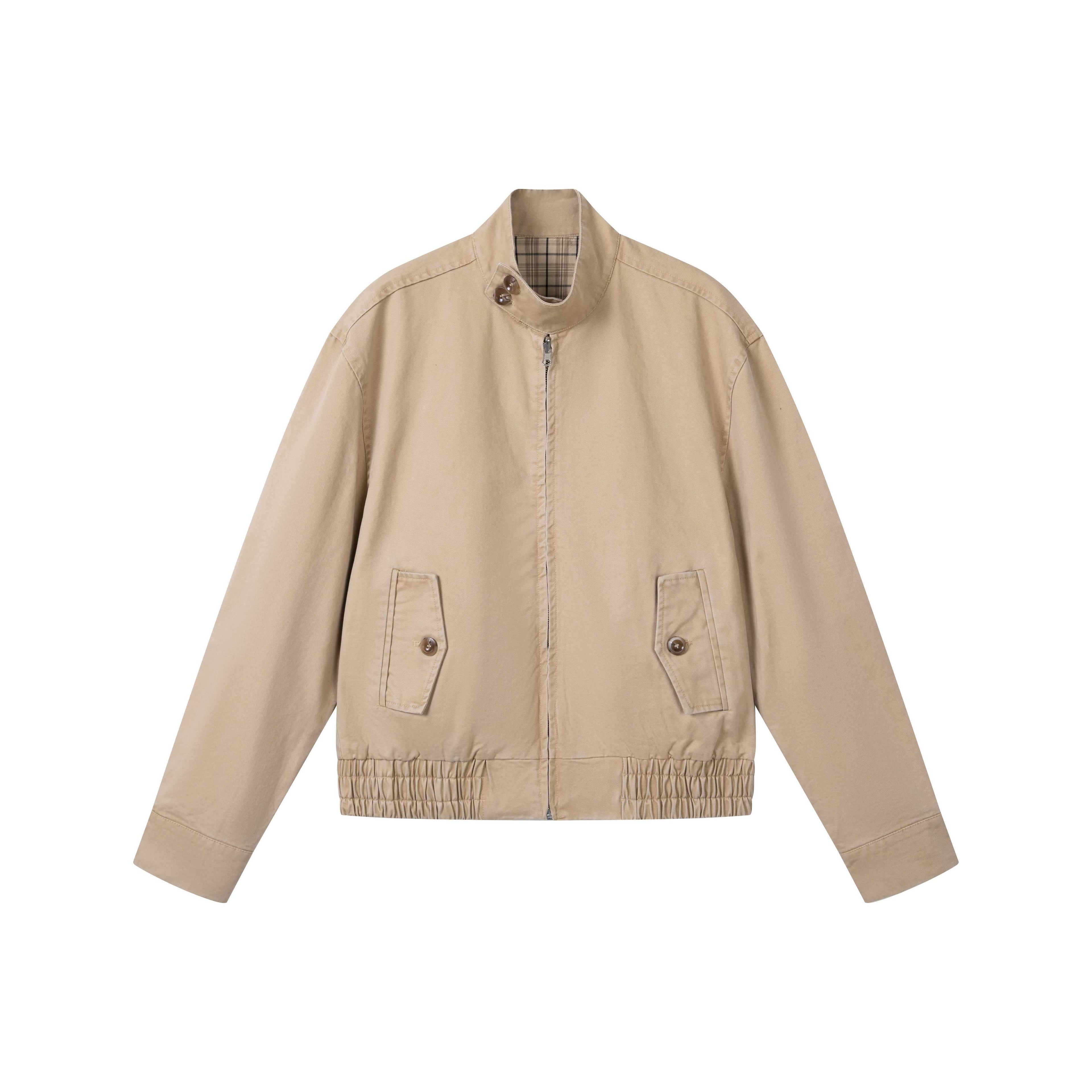 VLABMADE_Reversible_Vintage_Relaxed_Cotton_Unisex_Khaki_Plaid_Zipper_Harrington_Jackets_MISSTT