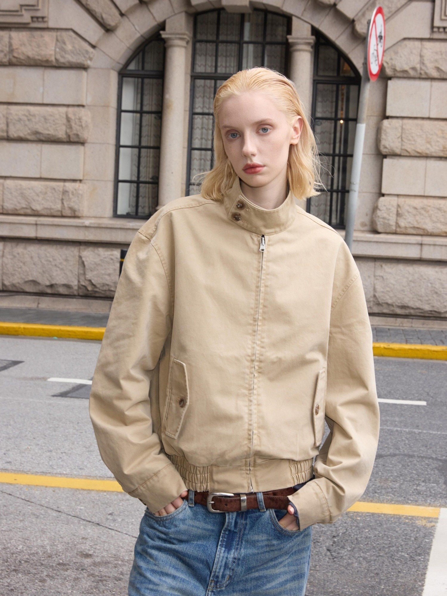 VLABMADE Reversible Vintage Relaxed Cotton Unisex Khaki Plaid Zipper Harrington Jackets