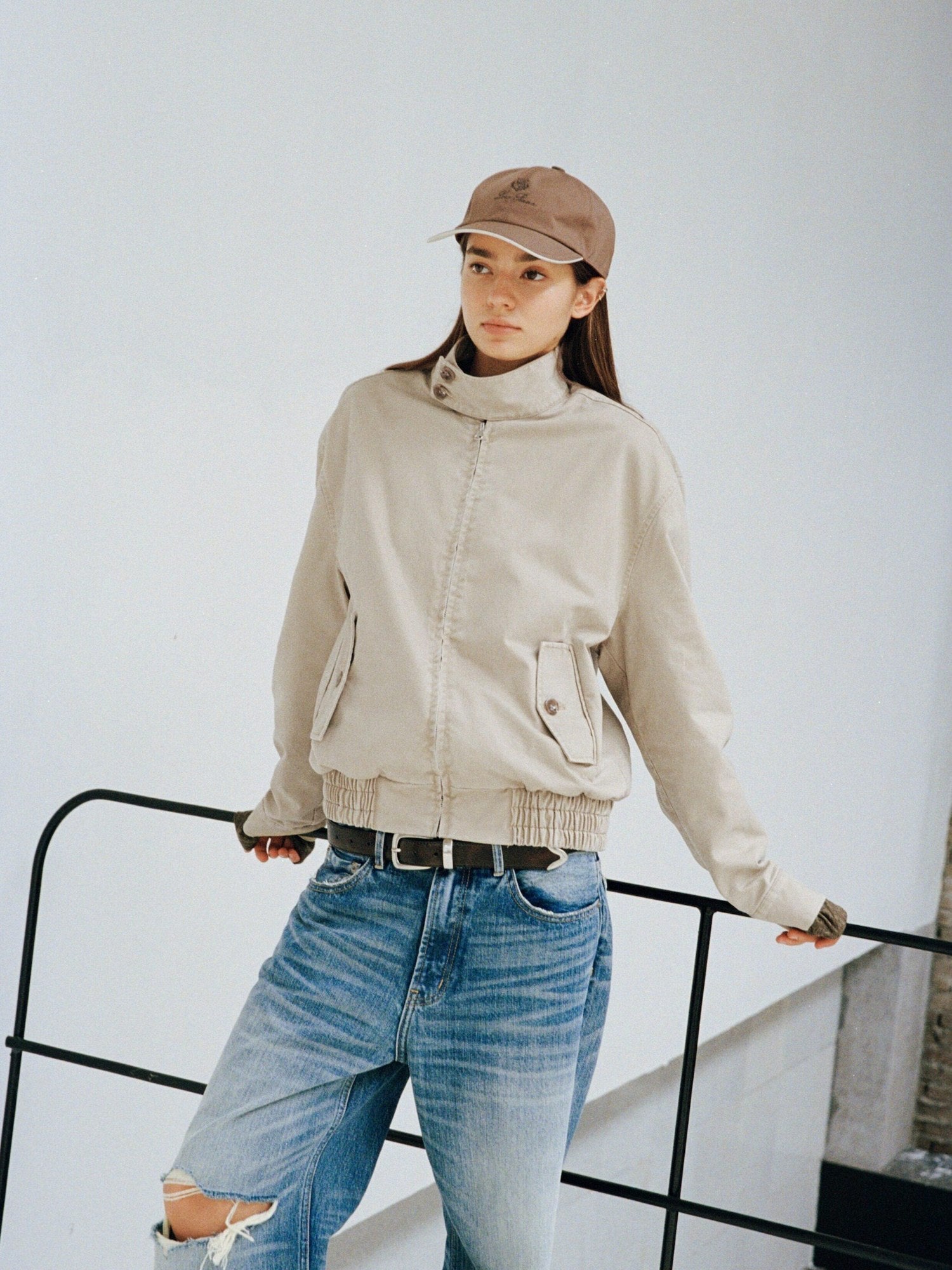 VLABMADE Reversible Vintage Relaxed Cotton Unisex Khaki Plaid Zipper Harrington Jackets