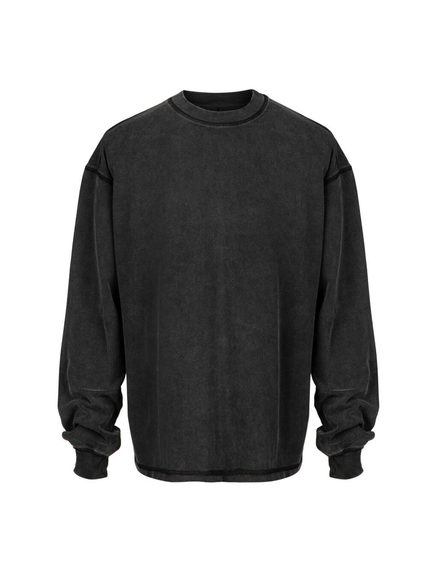 VLABMADE Ribbed Washed 100 Percent Cotton Crewneck Mens Street Casual Oversized T-Shirts