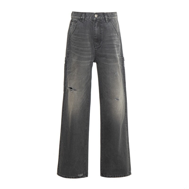 VLABMADE_Ripped_Washed_Mid_Rise_Grey_Denim_Relaxed_Outdoor_Breathable_Classic_Cargo_Pants_MISSTT