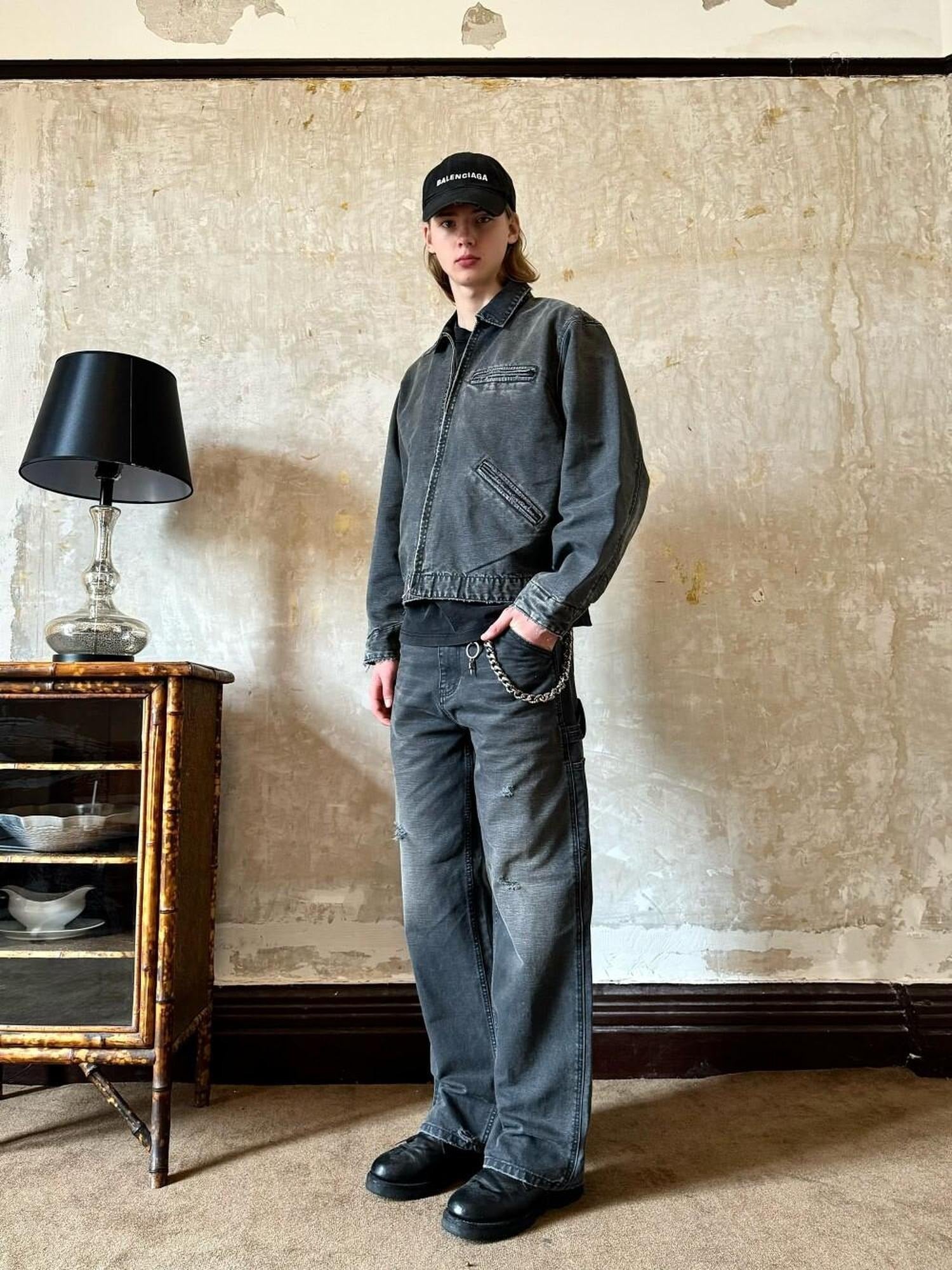 VLABMADE Ripped Washed Mid Rise Grey Denim Relaxed Outdoor Breathable Classic Cargo Pants