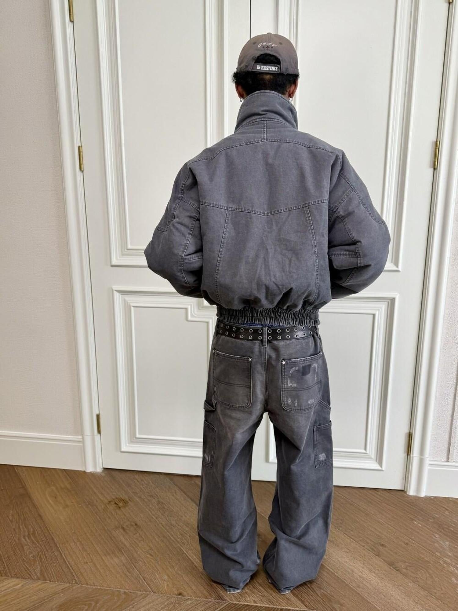 VLABMADE Ripped Washed Mid Rise Grey Denim Relaxed Outdoor Breathable Classic Cargo Pants