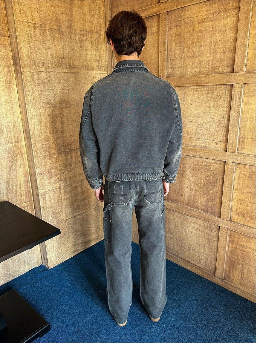VLABMADE Ripped Washed Mid Rise Grey Denim Relaxed Outdoor Breathable Classic Cargo Pants