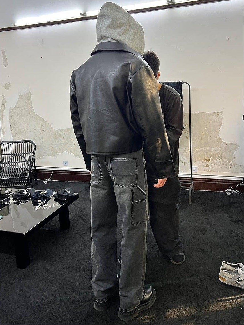 VLABMADE Ripped Washed Mid Rise Grey Denim Relaxed Outdoor Breathable Classic Cargo Pants