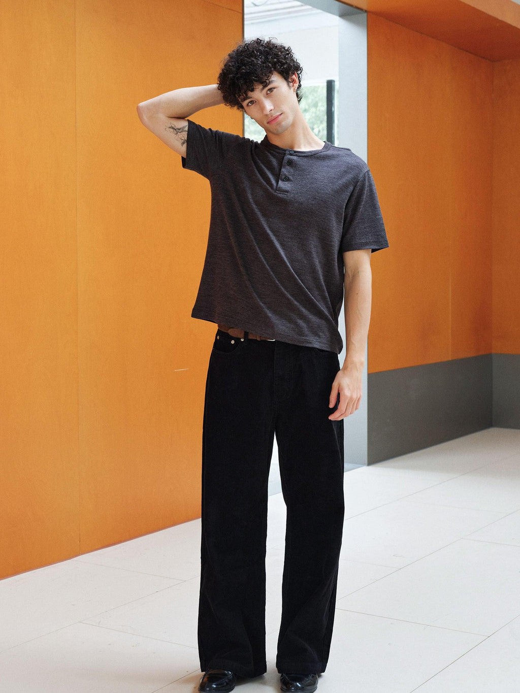 VLABMADE Shape Retention Washed Mid Rise Pocket Detail Men Black Denim Straight-Leg Jeans