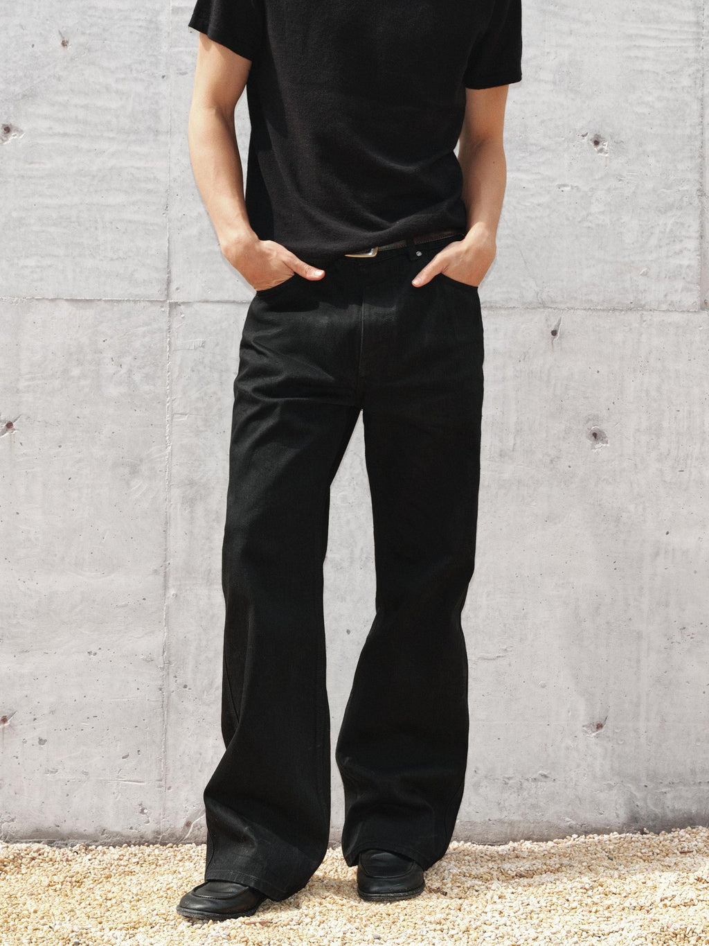 VLABMADE Shape Retention Washed Mid Rise Pocket Detail Men Black Denim Straight-Leg Jeans