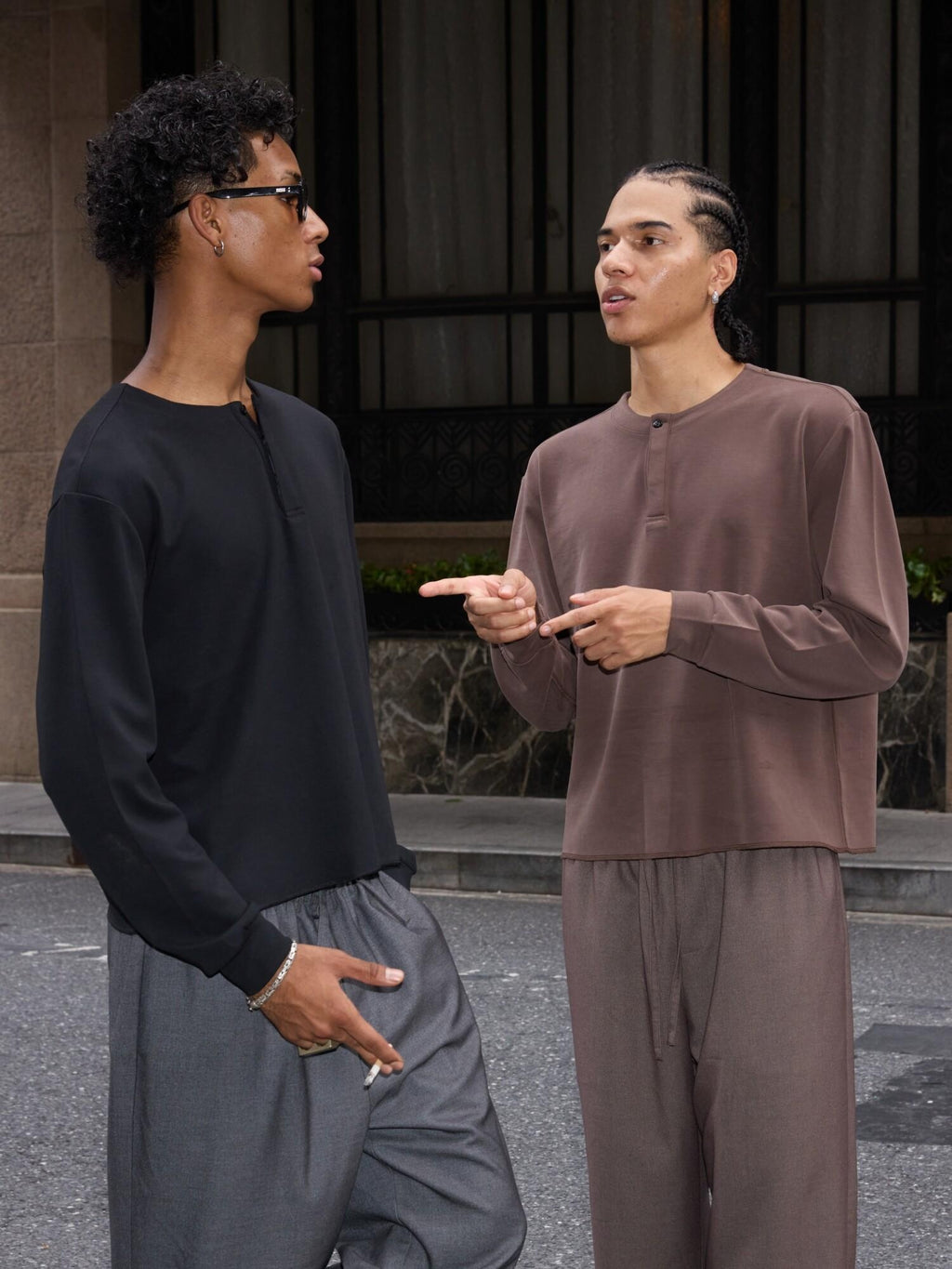 VLABMADE Skin Friendly Breathable Modal Loose Fit Button Cuffed Unisex Henley Shirts